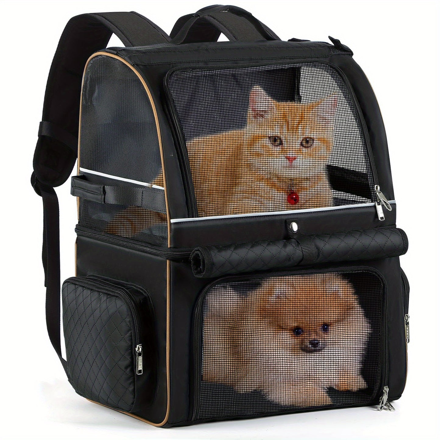 Cat Backpack Carrier For 2 Cats, Double-Compartment Pet Carrier Backpack For Two Small Cats Or One Medium Dog, Cats Carrier Backpack Dog Carrier Backpack Fits Up To 24 Lbs