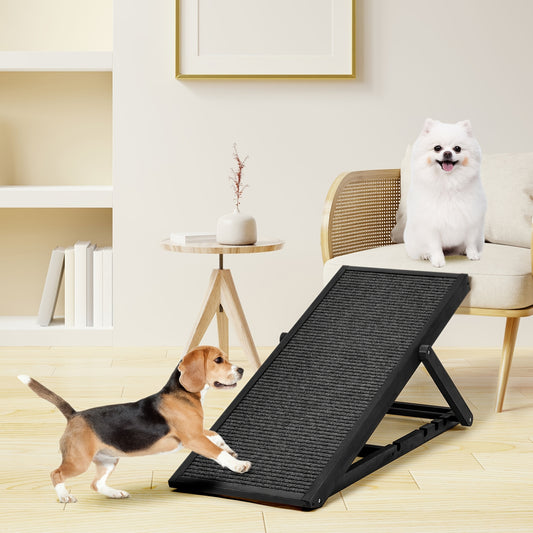 Adjustable Pet Ramp for Dogs and Cats, Portable Folding Wooden Staircase, 200 lbs Load Capacity, Lightweight Design for SUV, Bed, Couch, Suitable for Extra Small to Medium Breeds, Polyester Fiber Material, Dog Stairs