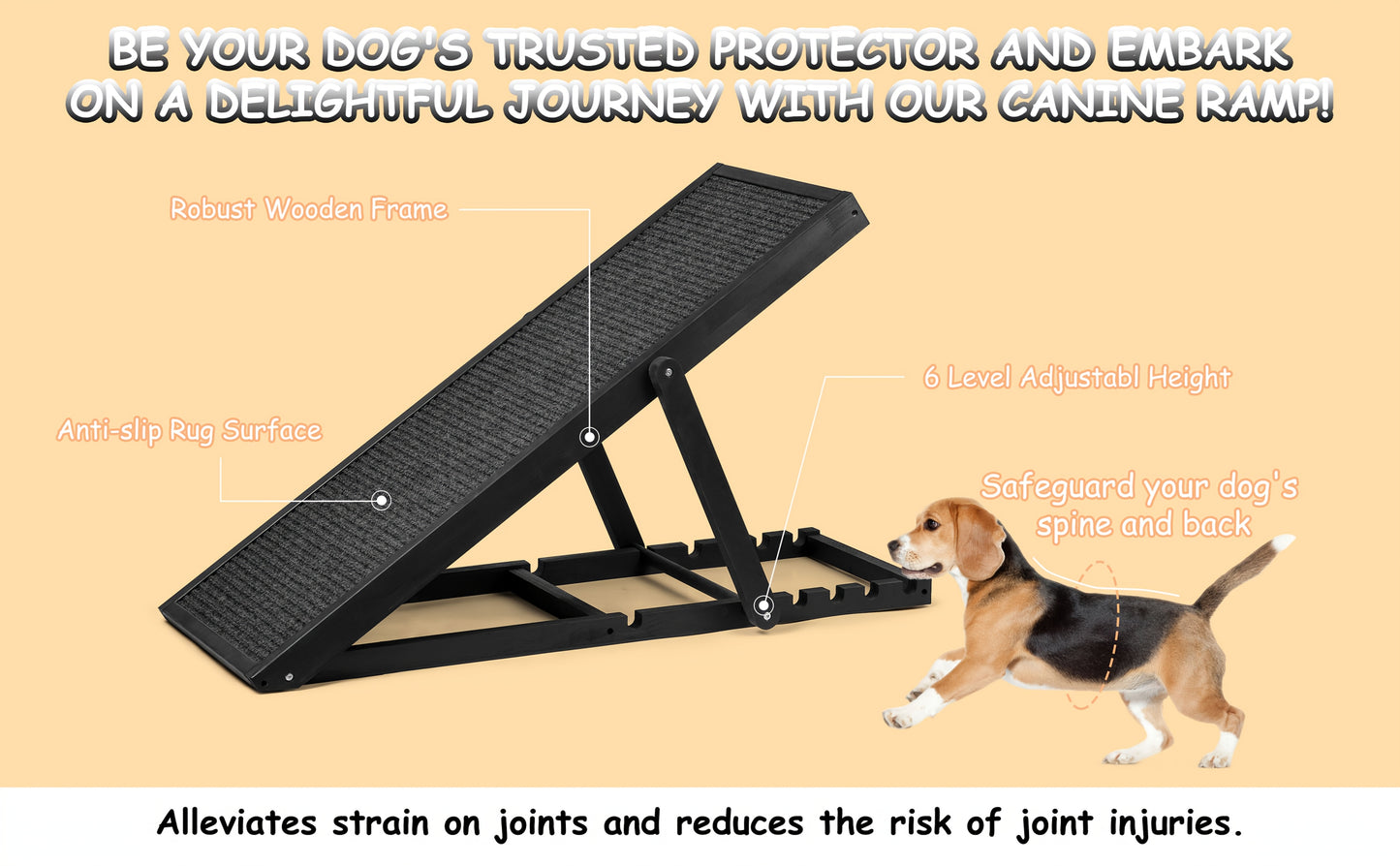 Adjustable Pet Ramp for Dogs and Cats, Portable Folding Wooden Staircase, 200 lbs Load Capacity, Lightweight Design for SUV, Bed, Couch, Suitable for Extra Small to Medium Breeds, Polyester Fiber Material, Dog Stairs