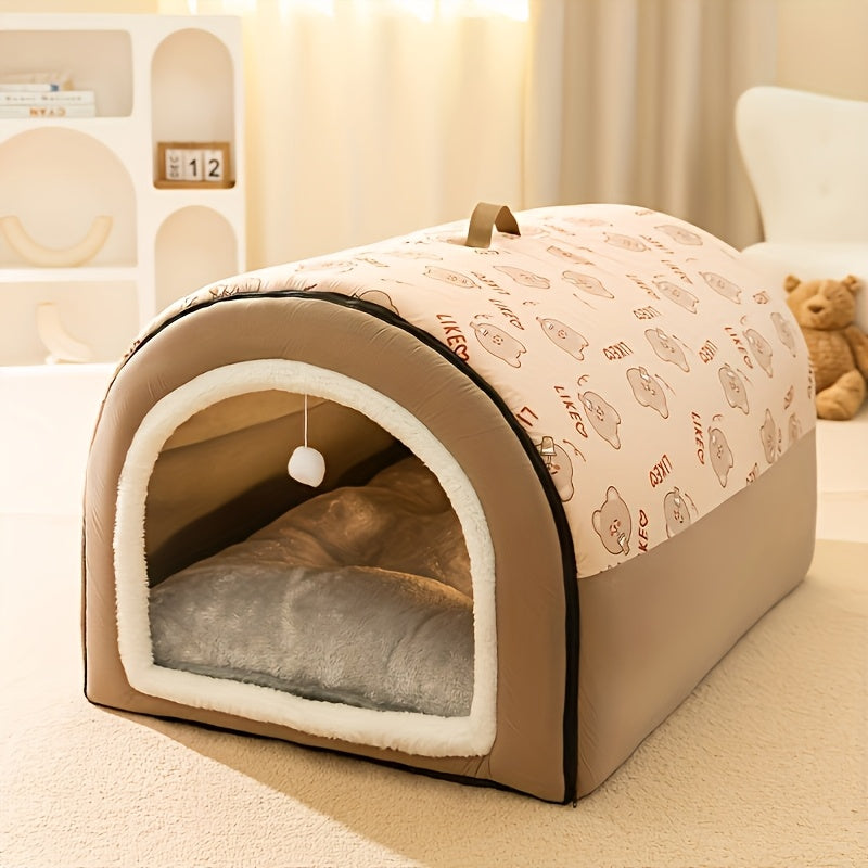 Up to 99Lbs Washable Cozy All-Season Dog&Cats Bed - Non-Slip Bottom, Cartoon Design, Removable for Small to Large Dogs Suitable for Dogs & Cats