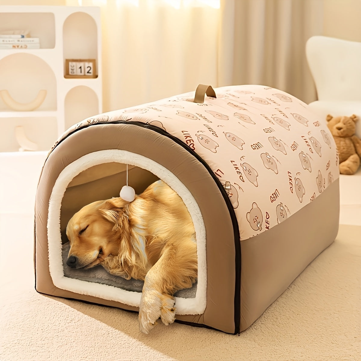 Up to 99Lbs Washable Cozy All-Season Dog&Cats Bed - Non-Slip Bottom, Cartoon Design, Removable for Small to Large Dogs Suitable for Dogs & Cats