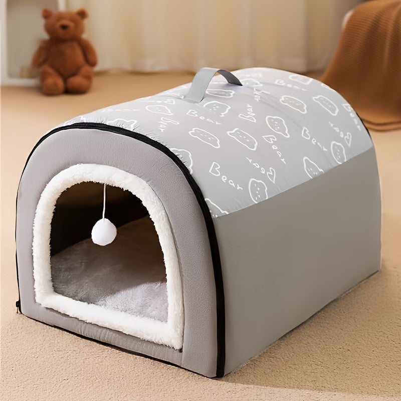 Up to 99Lbs Washable Cozy All-Season Dog&Cats Bed - Non-Slip Bottom, Cartoon Design, Removable for Small to Large Dogs Suitable for Dogs & Cats