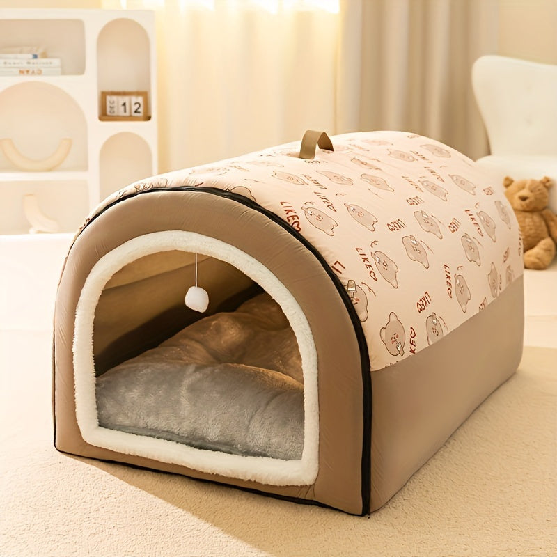 Up to 99Lbs Washable Cozy All-Season Dog&Cats Bed - Non-Slip Bottom, Cartoon Design, Removable for Small to Large Dogs Suitable for Dogs & Cats